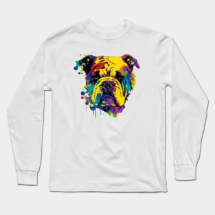 Colorful bulldog face art Long Sleeve T-Shirt